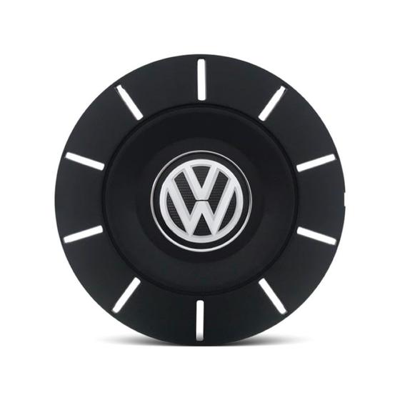 Imagem de Calota Centro Roda Ferro VW Eurovan Amarok Aro 13 14 15 4 Furos Preta Fosca