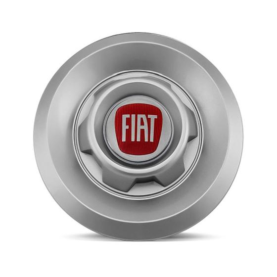 Imagem de Calota Centro Roda VW Saveiro Modelo Novo 4 Furos Prata Emblema Fiat Vermelho