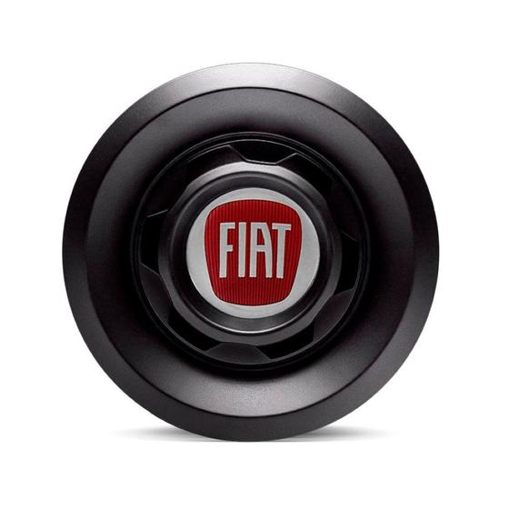 Imagem de Calota Centro Roda VW Saveiro Modelo Novo 4 Furos Preta Brilhante Emblema Fiat Vermelho