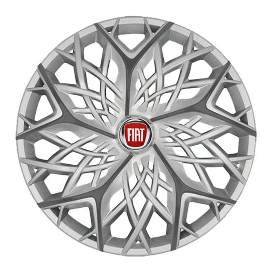 Imagem de Calota esportiva aro 13 moove silver graphite + emblema resinado fiat vermelho