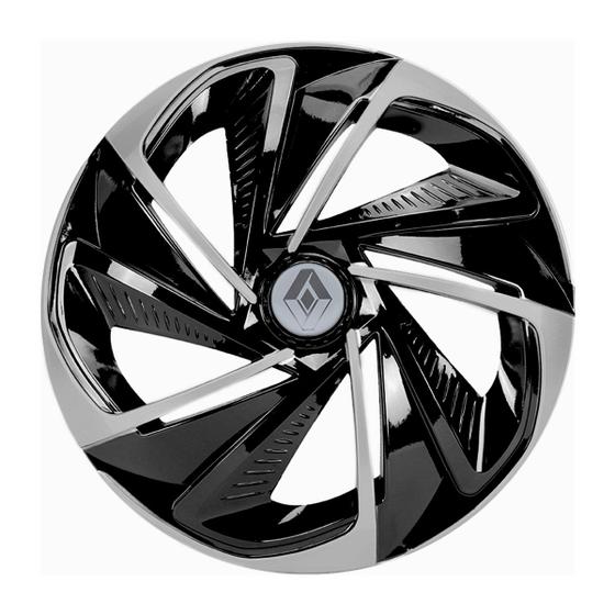 Imagem de Calota esportiva aro 14 nitro black silver + emblema de alumínio renault prata