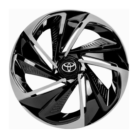 Imagem de Calota esportiva aro 14 nitro black silver + emblema resinado toyota