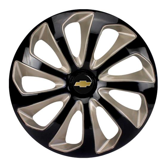 Imagem de Calota esportiva aro 15 velox black gold + emblema resinado gm