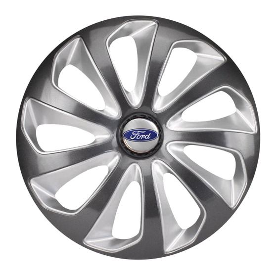 Imagem de Calota esportiva aro 15 velox graphite silver + emblema resinado ford