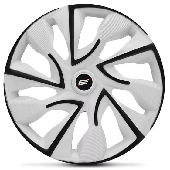 Imagem de Calota Esportiva DS4 Black White Aro 13 Universal Encaixe Branco e Preto