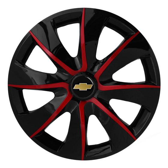 Imagem de Calota esportiva prime 13 black red + emblema gm/chevrolet