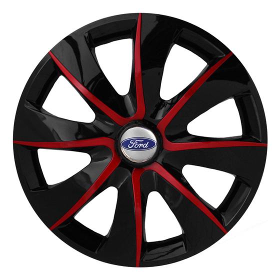 Imagem de Calota esportiva prime 14 black red + emblema ford