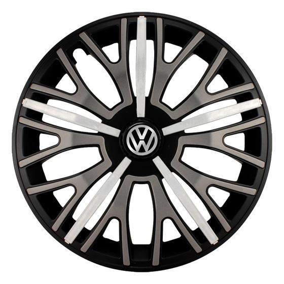 Imagem de Calota esportiva triton sport 14 black graphite silver + emblema resinado vw volkswagen