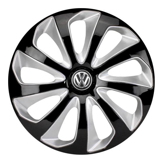 Imagem de Calota esportiva velox 13 black silver + emblema alumínio volks 3d