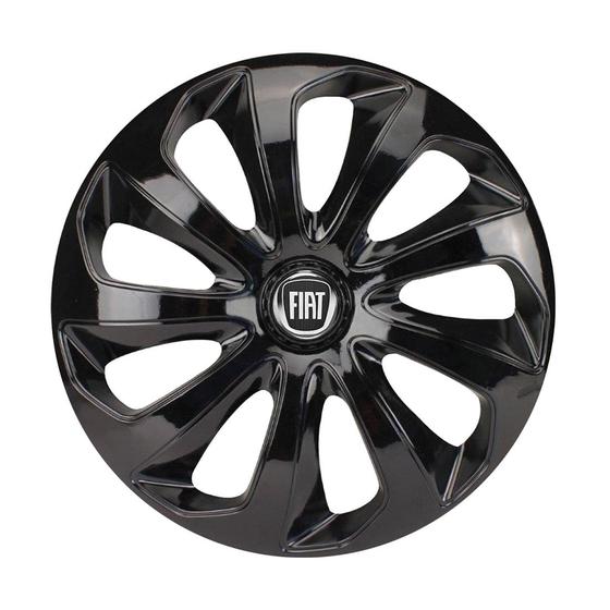 Imagem de Calota esportiva velox 15 black + emblema resinado fiat preto