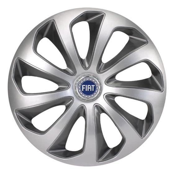 Imagem de Calota esportiva velox 15 silver graphite + emblema resinado fiat azul