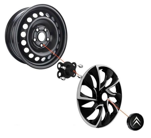 Imagem de Calota Esportiva Velox Aro 14 Preta Citroen C3 C4 Aircross