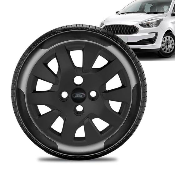 Imagem de Calota Ford Ka aro 14 2019 a 2020 Preta Fosca Emb Preto