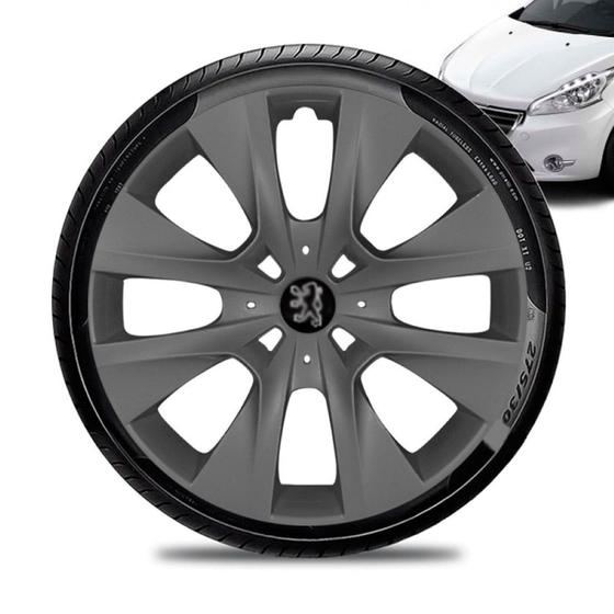 Imagem de Calota Peugeot 208 Aro 14 Grafite Fosca Emblema Preto