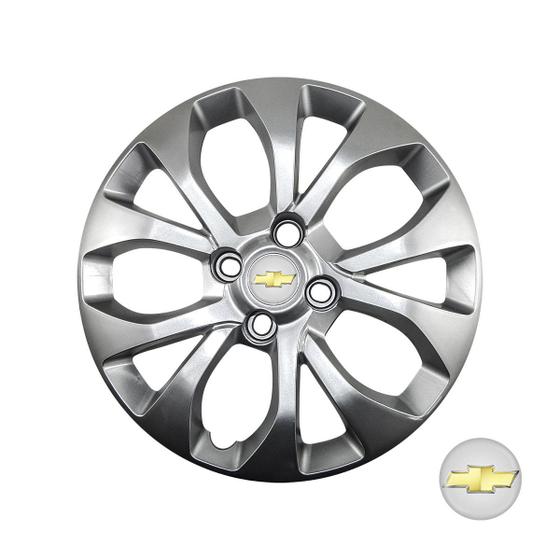 Imagem de Calota Prata Aro 14 Modelo Onix 2017/2019 Emblema resinado GM prata