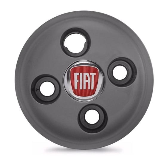 Imagem de Calota Roda Ferro Fiat Bravo Grafite Emblema Vermelho