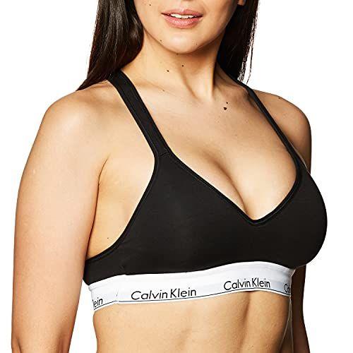 Imagem de Calvin Klein Algodão moderno levemente forrado sem fio Bralette, preto, médio