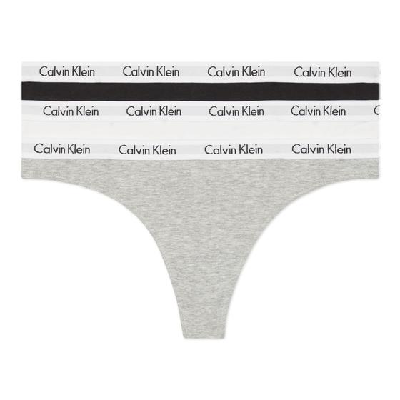 Imagem de Calvin Klein Carrossel Feminino Logo Algodão Calcinha Fio Dental, Preto / Branco / Cinza Heather, Médio