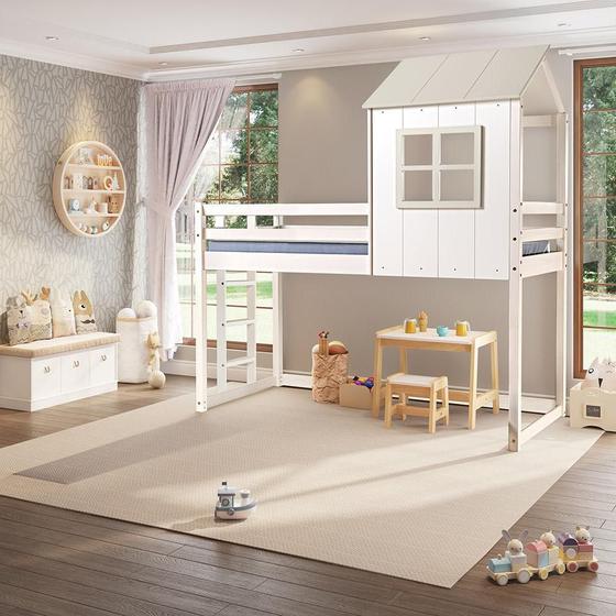 Imagem de Cama Alta Infantil Cabana Family Branco/Off White - Casatema