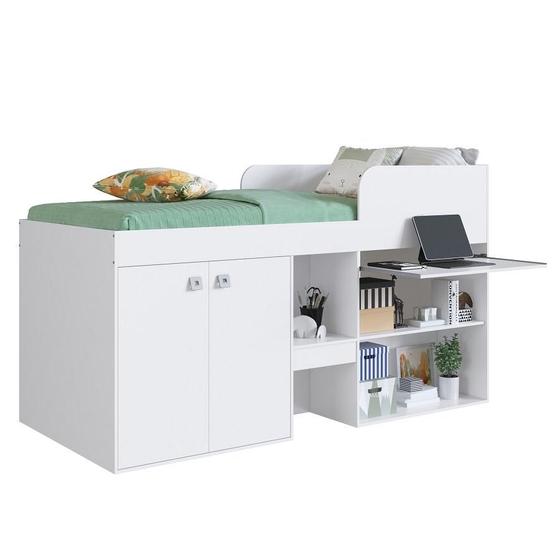 Imagem de Cama Alta Mult Com Arm E Esc 90 Monterey Branco