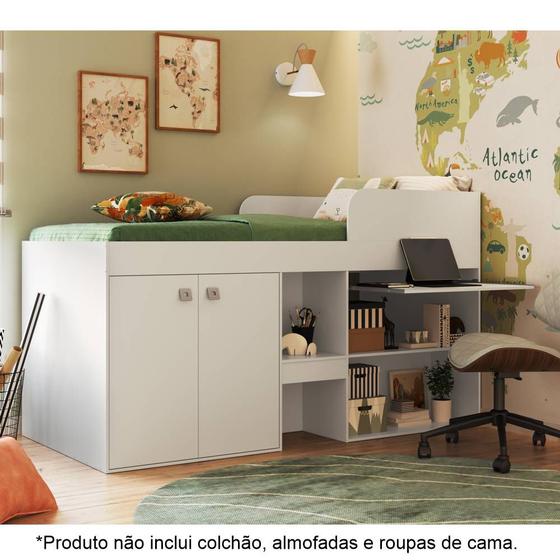 Imagem de Cama Alta Multifuncional com armário e escrivaninha Monterey CM096 Art in Móveis
