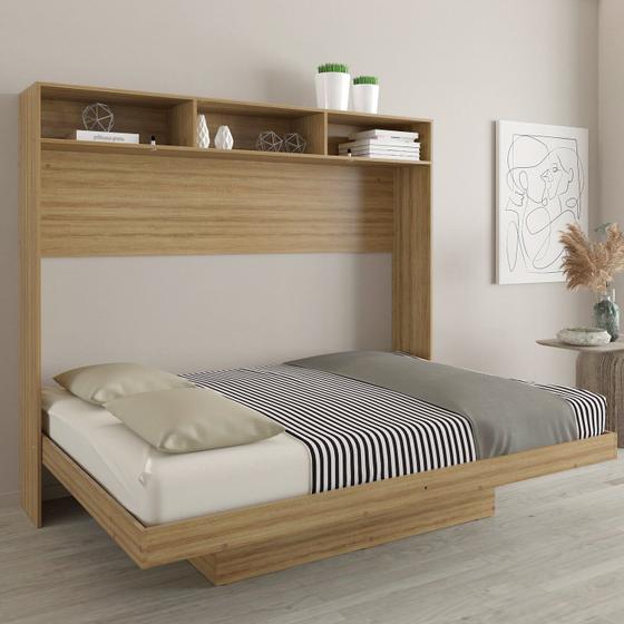 Imagem de Cama Articulada Casal Horizontal com Nichos e Prateleiras Cm8043