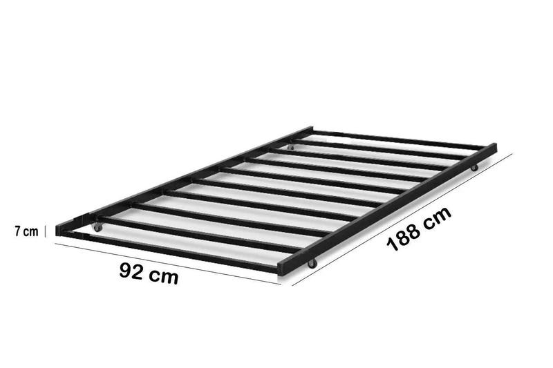 Imagem de Cama auxiliar 100% aço para colchão solteiro 1,88 x 0,88 - preto