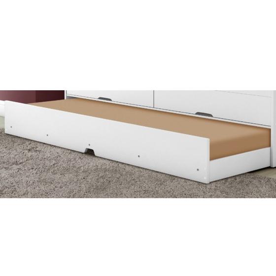 Imagem de Cama Auxiliar Solteiro Chão Baixa Quarto para Bicama 91 cm Adulto Dormitório MDF Multiuso Branco