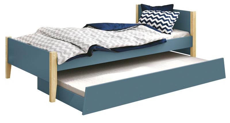Imagem de Cama Babá Solteiro com Auxiliar Simba Azul Fosco com Natural - Reller