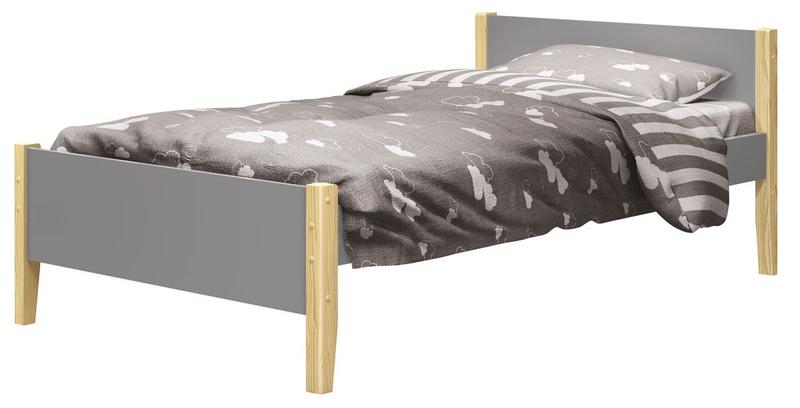 Imagem de Cama Babá Solteiro Simba Cinza Fosco com Natural - Reller
