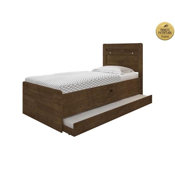 Cama Baú 0,88 Framar Larissa com Auxiliar em MDF Malbec Menor preço em Cama Baú 0,88 Framar Larissa com Auxiliar em MDF Malbec