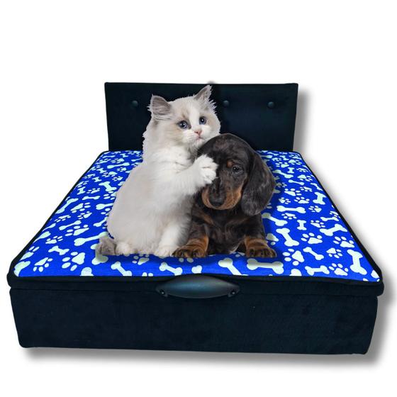 Imagem de Cama Bau luxo Pet para Cães e Gatos 60x60cm Azul