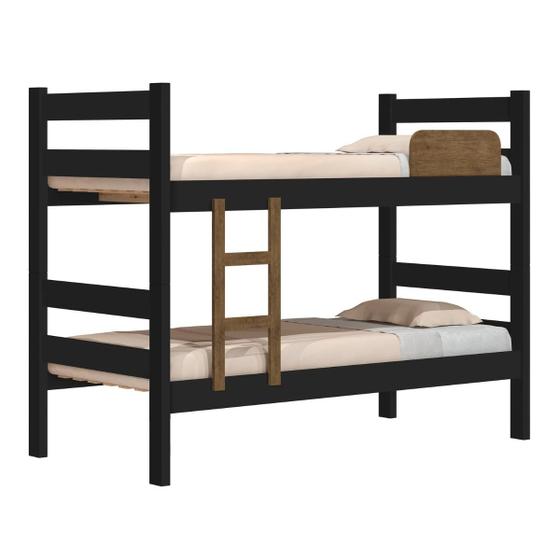 Imagem de Cama Beliche Com Escada De Dois Degraus e Lateral De Proteção Prisma - J&A Móveis