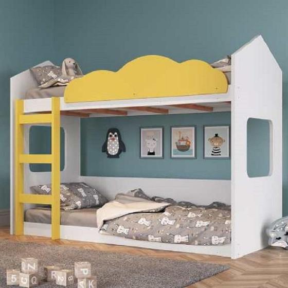 Imagem de Cama Beliche Montessoriano Casinha By700- Branco/amarelo