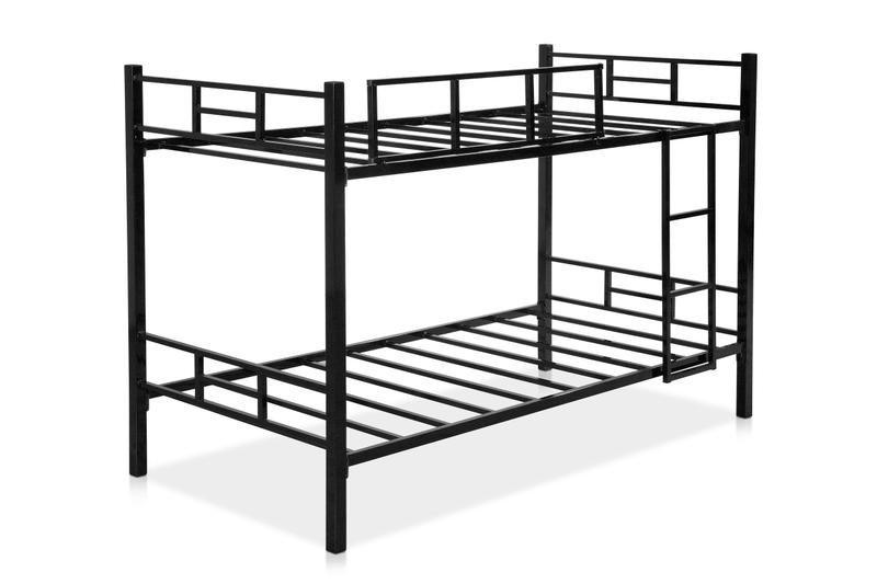 Cama beliche solteiro 100 % aço / ferro com escada e grade de proteção reforçada - preto Menor preço em Cama beliche solteiro 100 % aço / ferro com escada e grade de proteção reforçada - preto