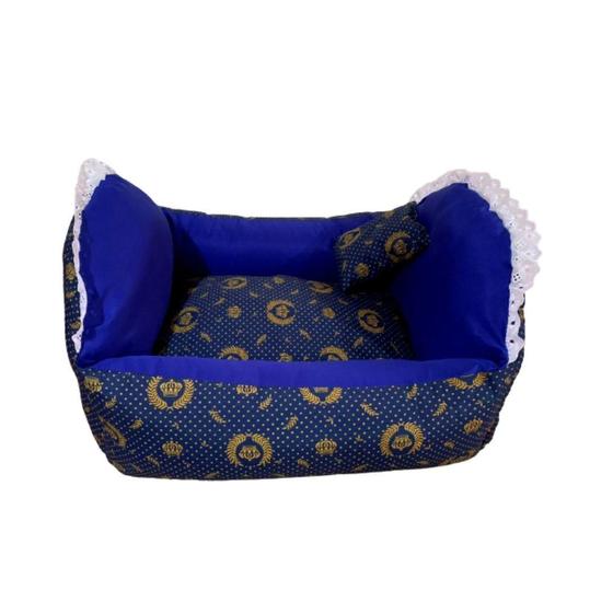 Imagem de Cama Berço Com Travesseiro Para Cães E Gatos - Azul.