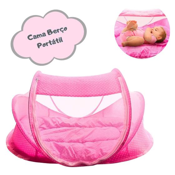 Imagem de Cama Berço Infantil com Mosquiteiro para Bebê Dobrável Portátil