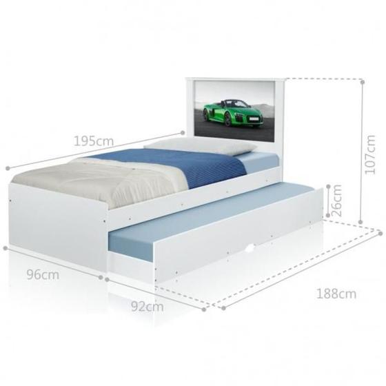 Cama Bibox Solteiro Carro Verde Veloz Menor preço em Cama Bibox Solteiro Carro Verde Veloz