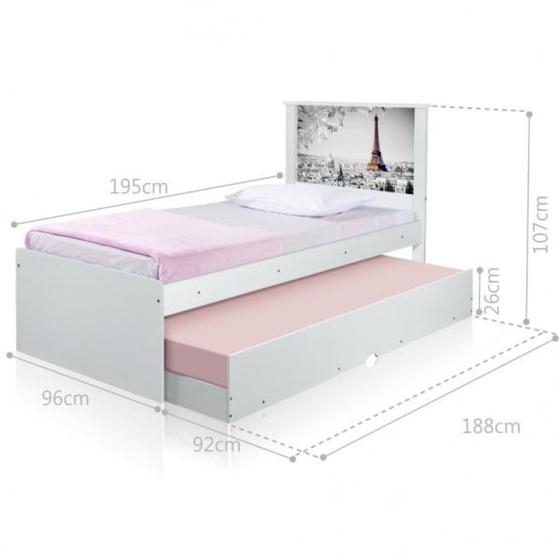 Cama Bibox Solteiro Cidade Paris com Colchões Menor preço em Cama Bibox Solteiro Cidade Paris com Colchões
