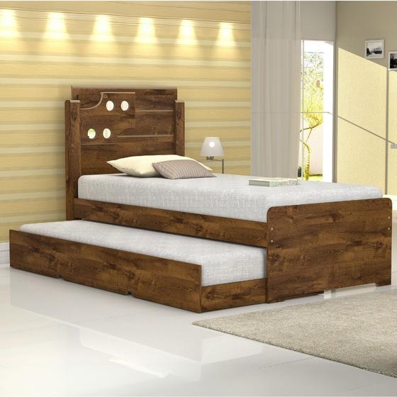 Imagem de Cama Bibox Solteiro Luiza com Auxiliar 100% MDF Resistente