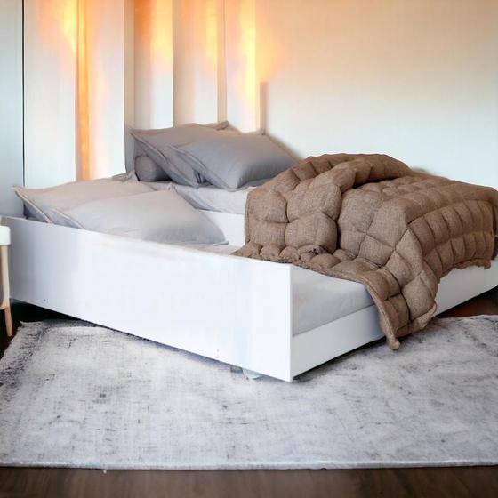 Imagem de Cama Bibox Solteiro Matrix Branco com 02 Colchões Tebarrot