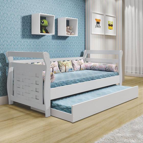 Cama Bicama de Solteiro 100% MDF com Rodízios Happy Branco Menor preço em Cama Bicama de Solteiro 100% MDF com Rodízios Happy Branco