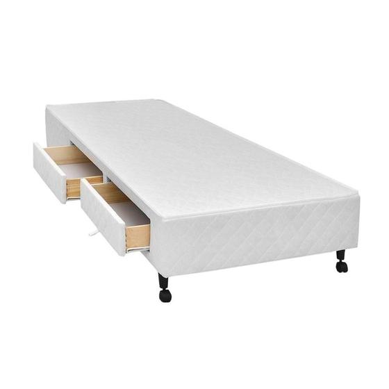 Imagem de Cama Box Base c/Gavetas Solteiro Poli Tecido White (88x27-c/2 Gavs) - Castor