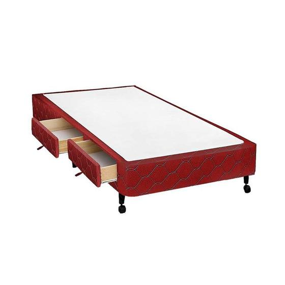 Imagem de Cama Box Base c/Gavetas Solteiro Poli Tecido Wine (78x27-c/2 Gavs) - Castor