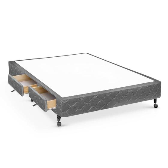 Imagem de Cama Box Base c/Gavetas Viúva Poli Tecido Gray (128x27-c/2 Gavs) - Castor