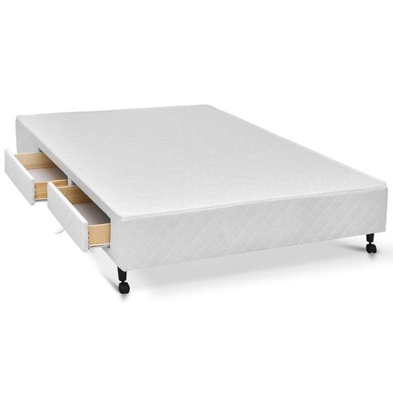 Imagem de Cama Box Base c/Gavetas Viúva Poli Tecido White (128x27-c/4 Gavs) - Castor