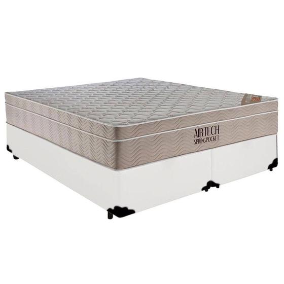 Imagem de Cama Box Base Queen Bipartido Molas Ensacadas Airtech SpringPocket 158x198 Branco - Ortobom