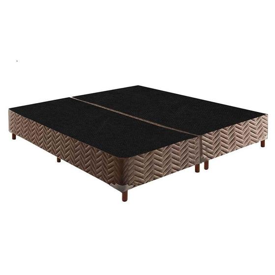 Imagem de Cama Box Base Queen  Sommier Rústico Bordado Brown (158x198x30) - Paropas