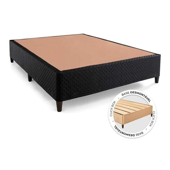 Imagem de Cama Box Base Universal Casal ClickBox Bordado Black (138x188x28) - Herval