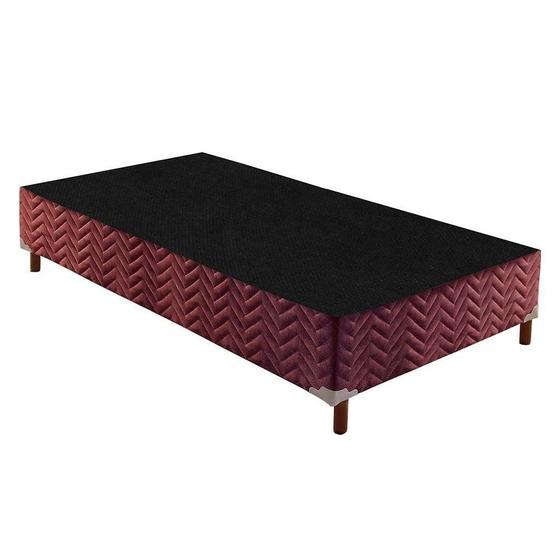 Imagem de Cama Box Base Universal Solteiro Sommier Rústico Bordado Wine (88x188x30) - Paropas